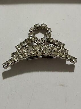 Crystal Rhinestone Hair Claw Clip - Clear Silver